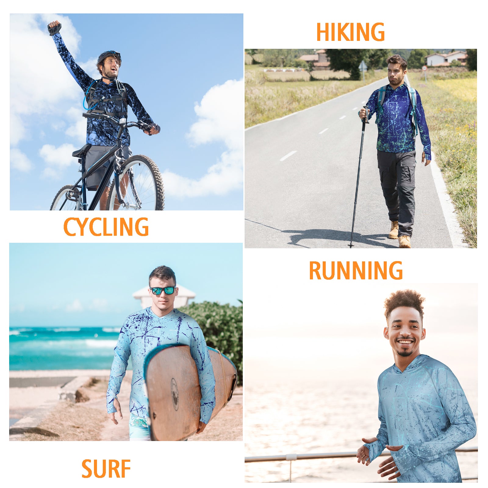 Light Grey Splash-Ink UPF 50+ Sunscreen Hoodie