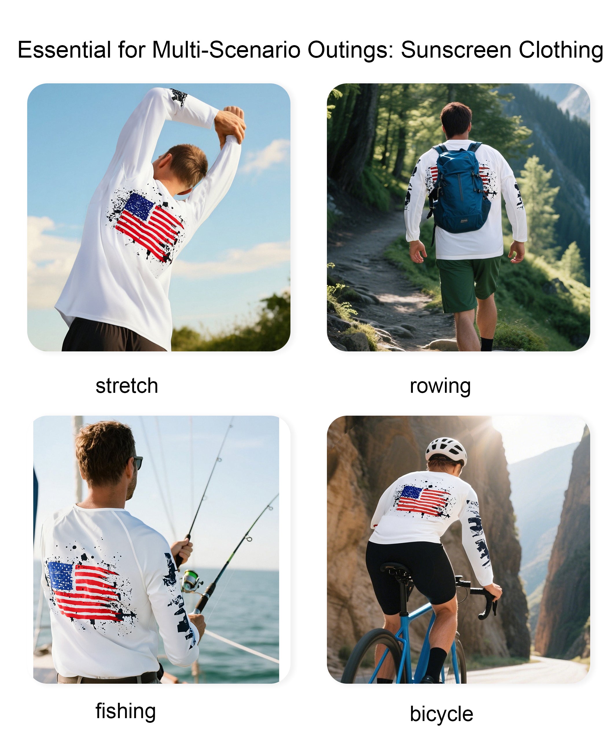 New White-Flag Design UPF 50+ Sunscreen Shirt