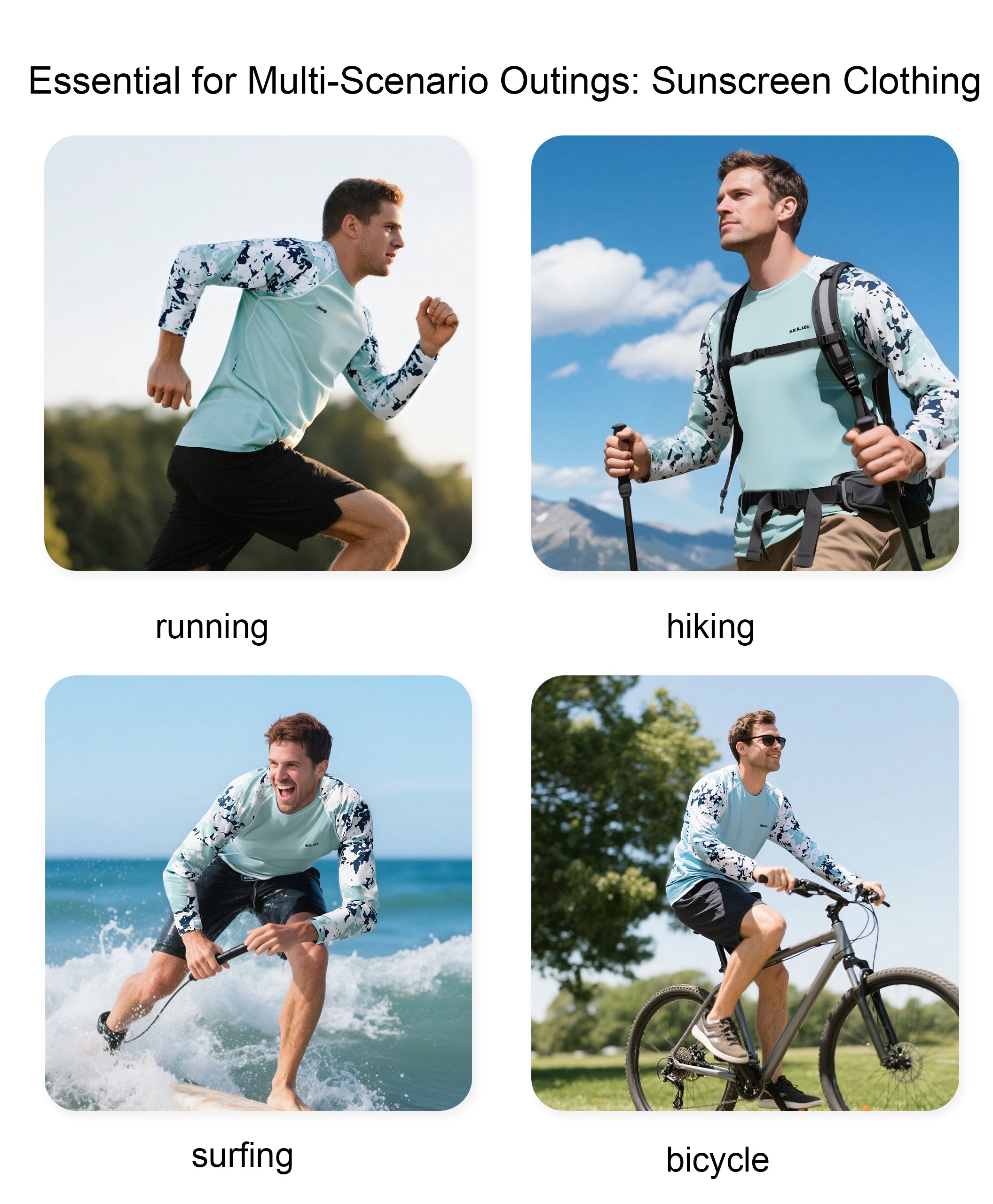 Blue Camouflage UPF 50+ Sun Protection Shirt