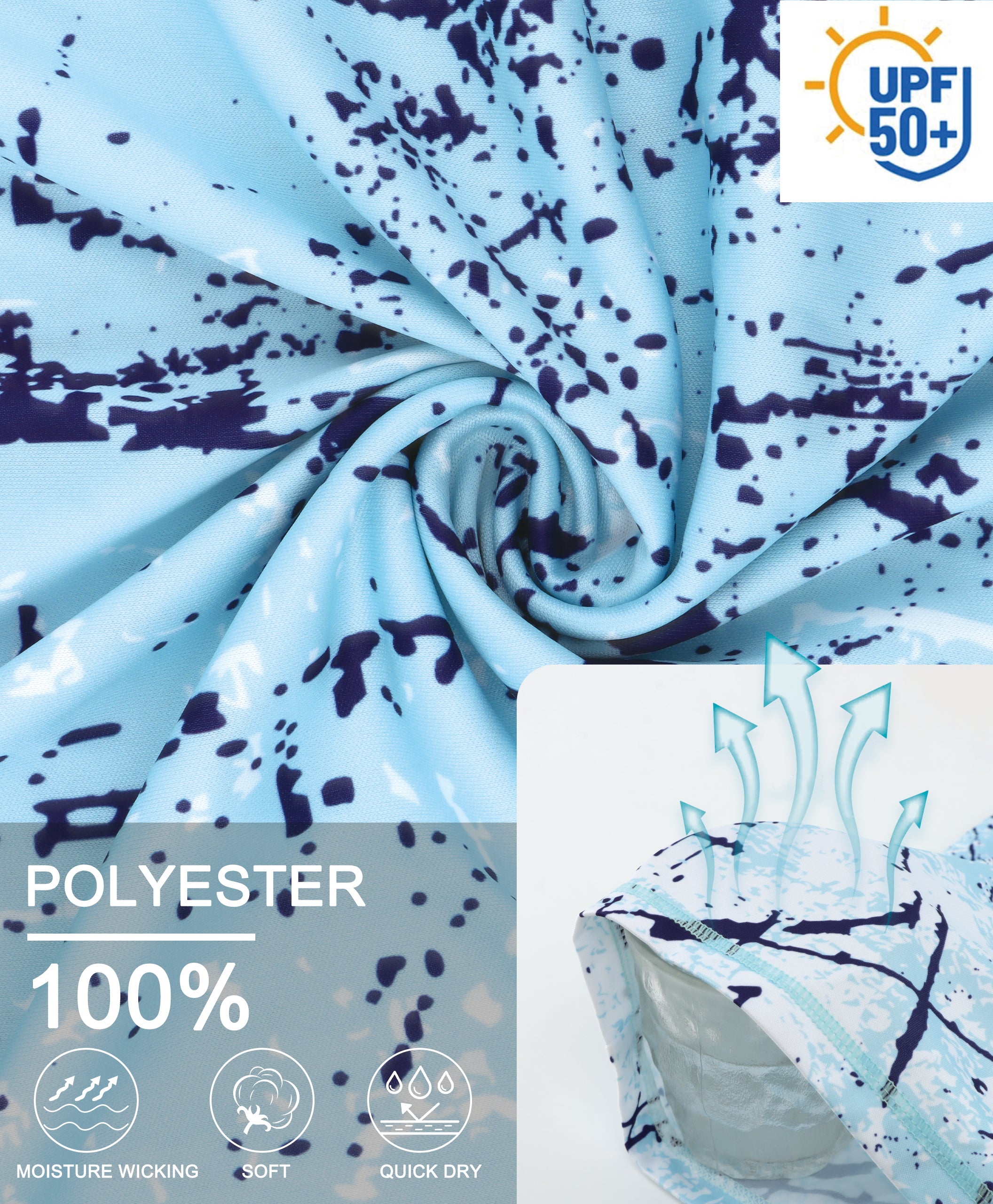 Sky Blue Splash-Ink UPF 50+ Sunscreen T-Shirt