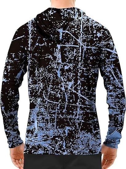 Fluorescent Blue Splash-Ink UPF 50+ Sunscreen Hoodie