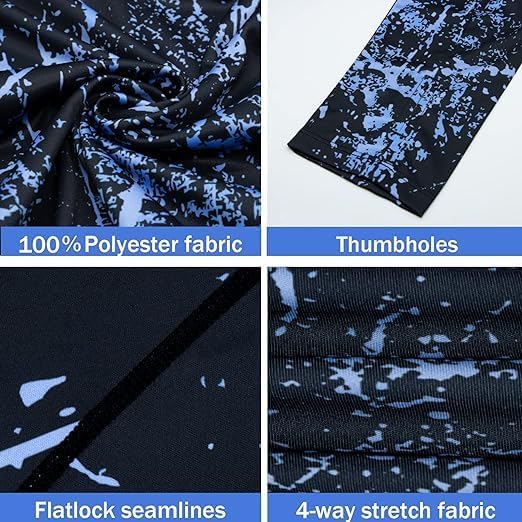 Fluorescent Blue Splash-Ink UPF 50+ Sunscreen Hoodie