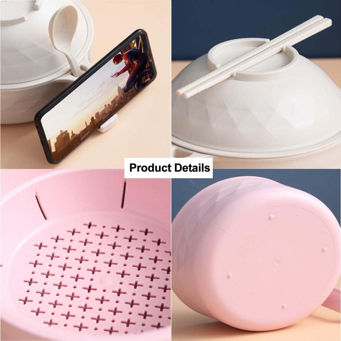 Ramen Bowl Set with Chopsticks, Microwave Safe Noodle Bowl, Ideal for Dorm Rooms, Apartments, and Quick Meal Preparation