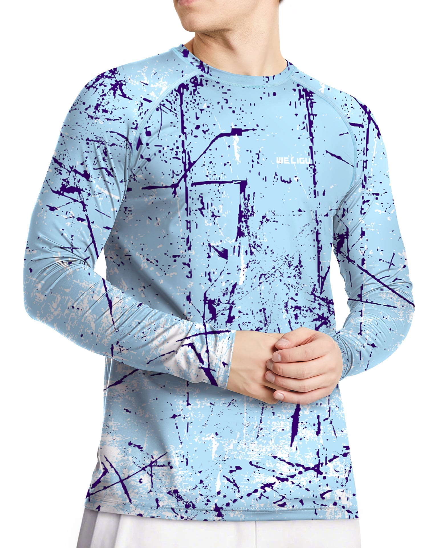Blue Splash-Ink UPF 50+ Sunscreen Shirt