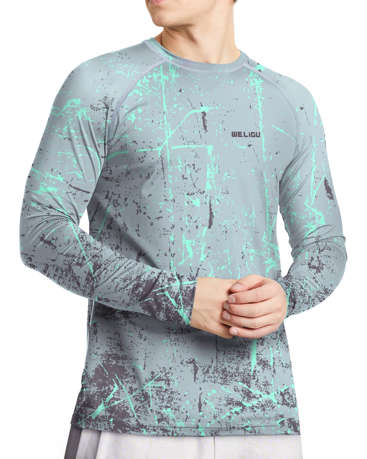 Light Grey Splash-Ink UPF 50+ Sunscreen Shirt