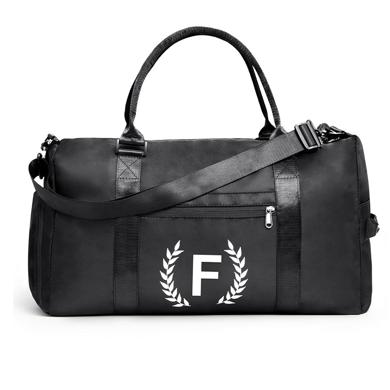 Black Gym Bag for Women, Personalized Duffle Bag with Shoe Compartment, Sports Bag for Yoga & Dance with Wet Pocket and Mat Strap