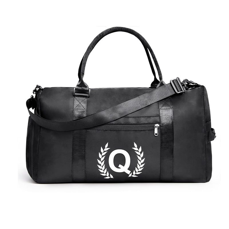 Black Gym Bag for Women, Personalized Duffle Bag with Shoe Compartment, Sports Bag for Yoga & Dance with Wet Pocket and Mat Strap