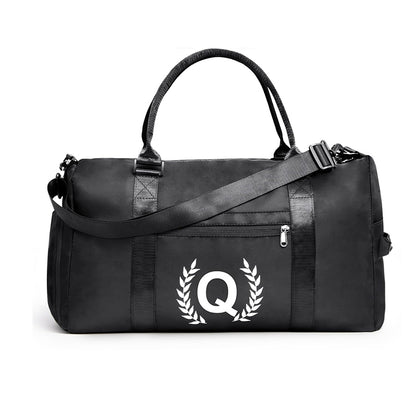 Black Gym Bag for Women, Personalized Duffle Bag with Shoe Compartment, Sports Bag for Yoga & Dance with Wet Pocket and Mat Strap