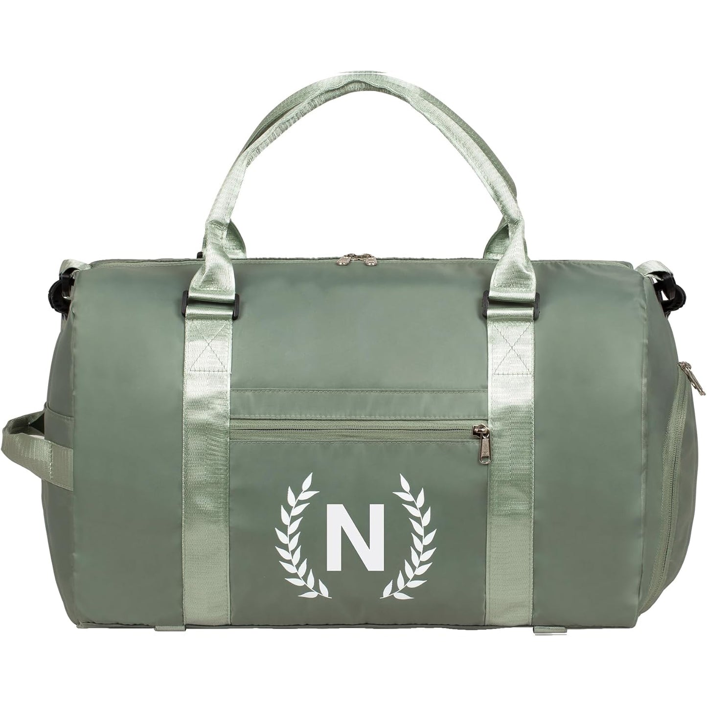 Green Gym Bag for Women, Personalized Duffle Bag with Shoe Compartment, Sports Bag for Yoga & Dance with Wet Pocket and Mat Strap
