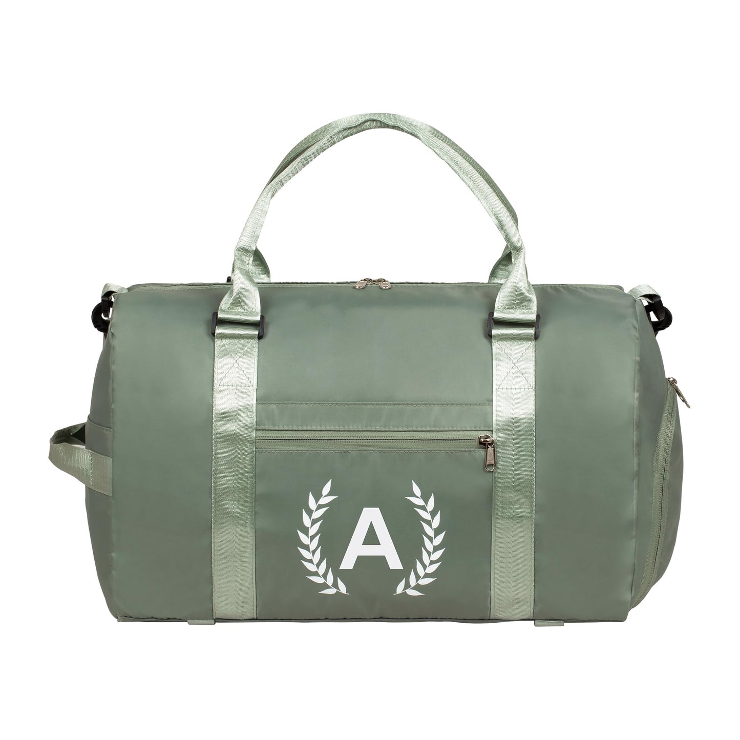 Green Gym Bag for Women, Personalized Duffle Bag with Shoe Compartment, Sports Bag for Yoga & Dance with Wet Pocket and Mat Strap