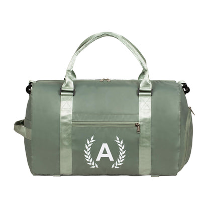 Green Gym Bag for Women, Personalized Duffle Bag with Shoe Compartment, Sports Bag for Yoga & Dance with Wet Pocket and Mat Strap