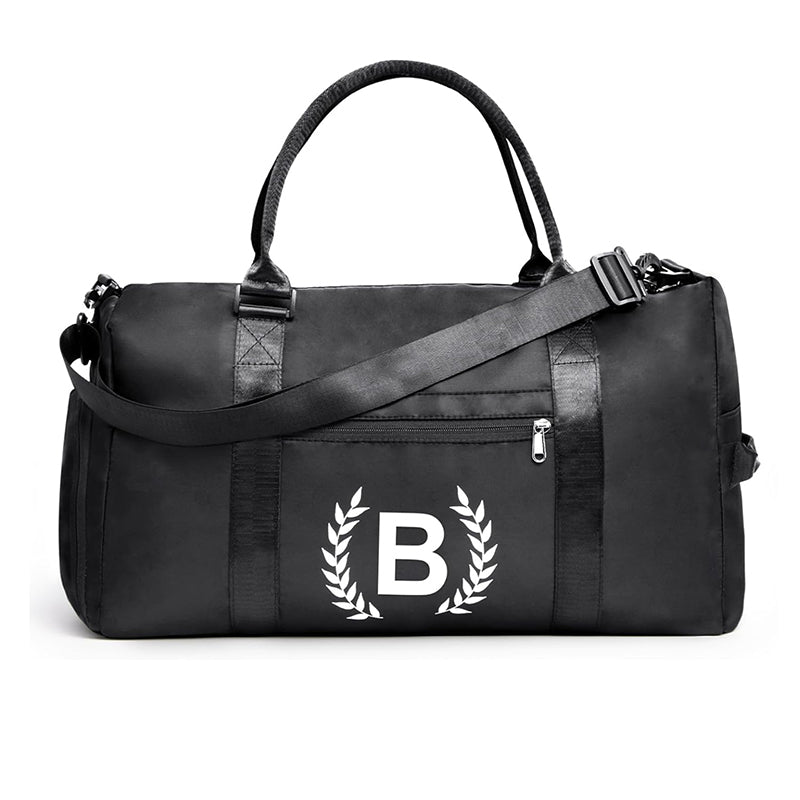 Black Gym Bag for Women, Personalized Duffle Bag with Shoe Compartment, Sports Bag for Yoga & Dance with Wet Pocket and Mat Strap