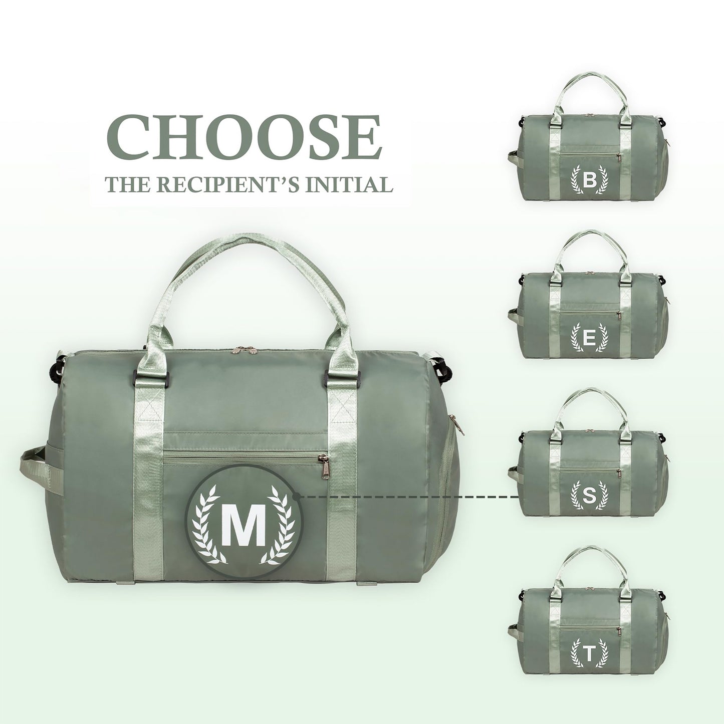 Green Gym Bag for Women, Personalized Duffle Bag with Shoe Compartment, Sports Bag for Yoga & Dance with Wet Pocket and Mat Strap