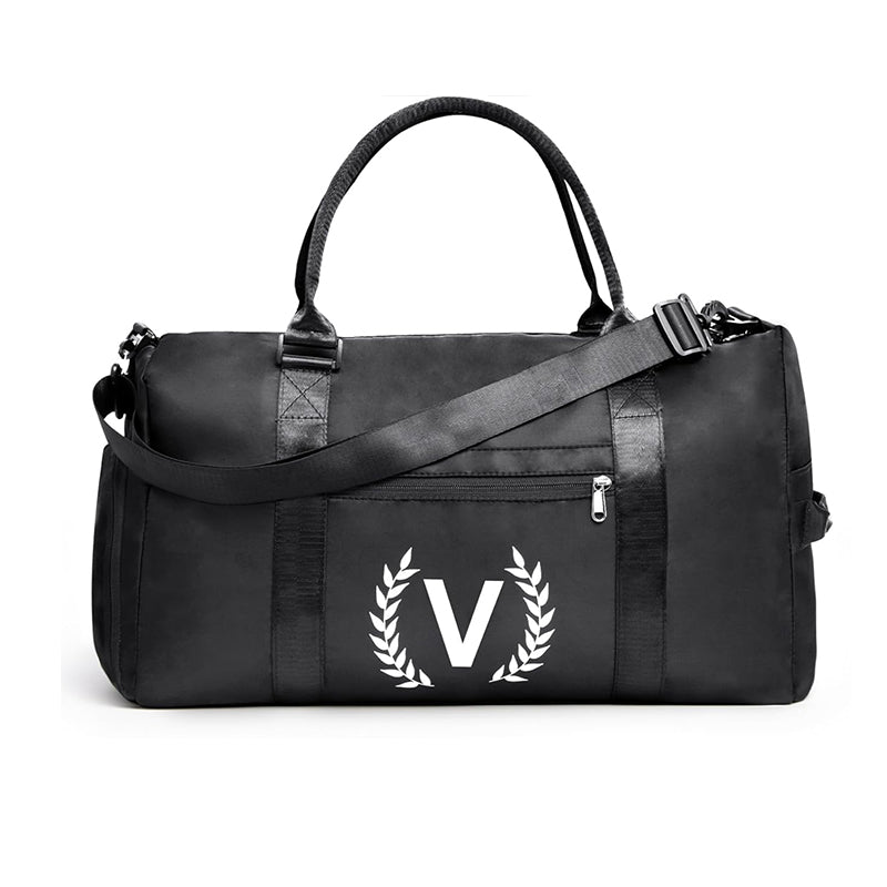 Black Gym Bag for Women, Personalized Duffle Bag with Shoe Compartment, Sports Bag for Yoga & Dance with Wet Pocket and Mat Strap