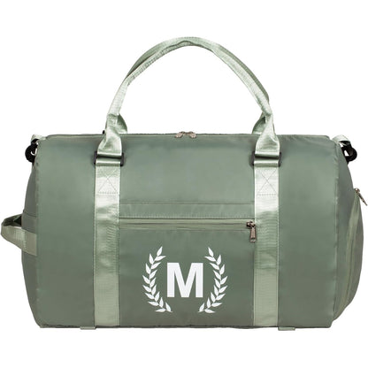 Green Gym Bag for Women, Personalized Duffle Bag with Shoe Compartment, Sports Bag for Yoga & Dance with Wet Pocket and Mat Strap