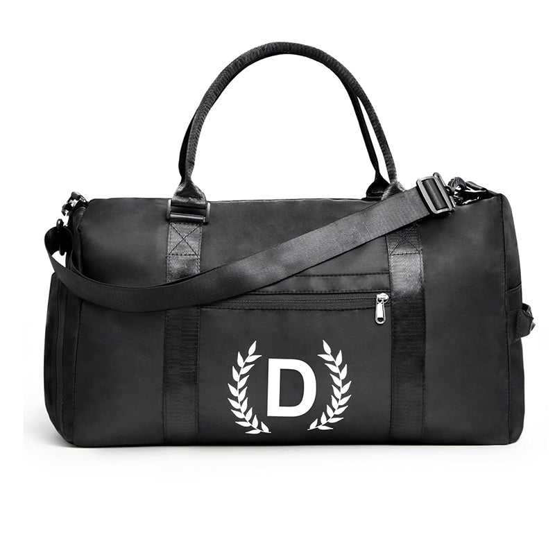 Black Gym Bag for Women, Personalized Duffle Bag with Shoe Compartment, Sports Bag for Yoga & Dance with Wet Pocket and Mat Strap