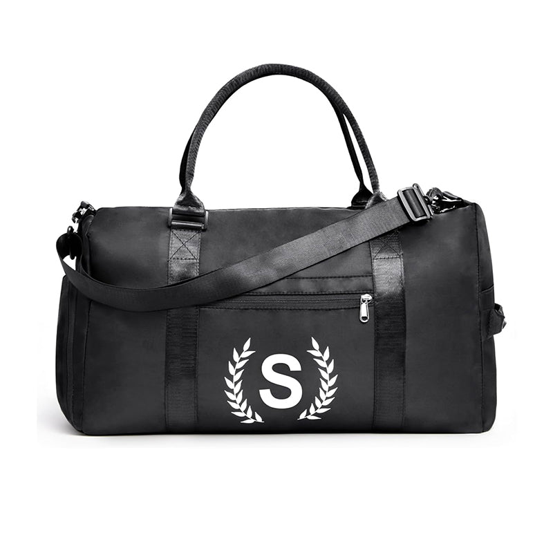 Black Gym Bag for Women, Personalized Duffle Bag with Shoe Compartment, Sports Bag for Yoga & Dance with Wet Pocket and Mat Strap