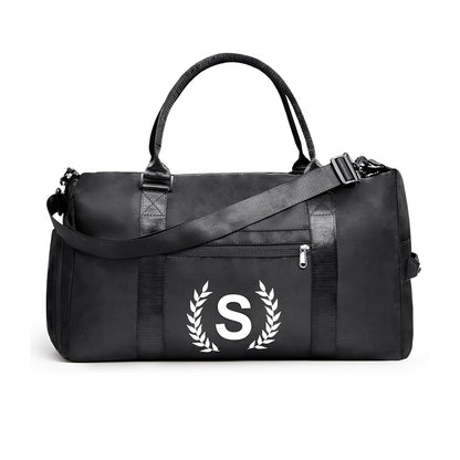 Black Gym Bag for Women, Personalized Duffle Bag with Shoe Compartment, Sports Bag for Yoga & Dance with Wet Pocket and Mat Strap