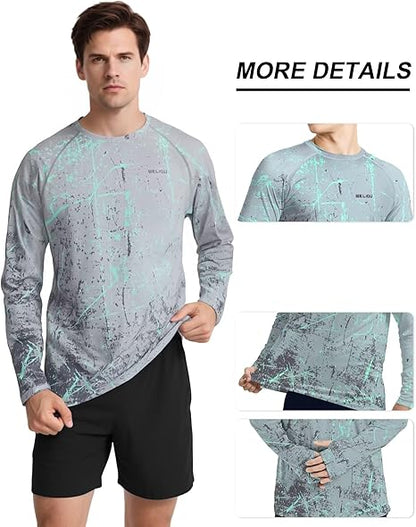 Light Grey Splash-Ink UPF 50+ Sunscreen Shirt