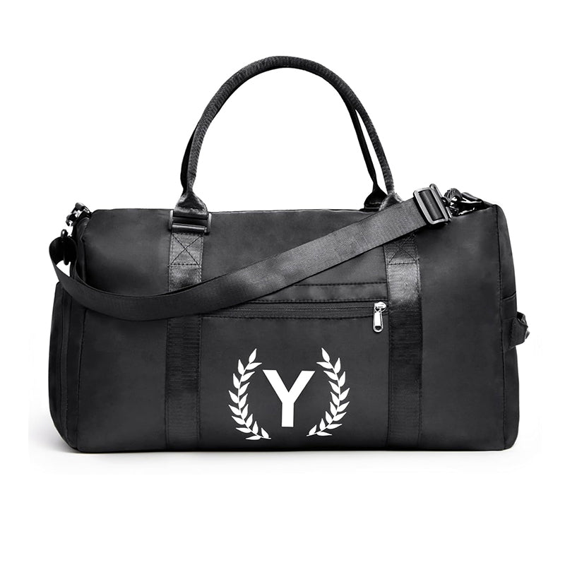 Black Gym Bag for Women, Personalized Duffle Bag with Shoe Compartment, Sports Bag for Yoga & Dance with Wet Pocket and Mat Strap
