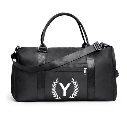 Black Gym Bag for Women, Personalized Duffle Bag with Shoe Compartment, Sports Bag for Yoga & Dance with Wet Pocket and Mat Strap