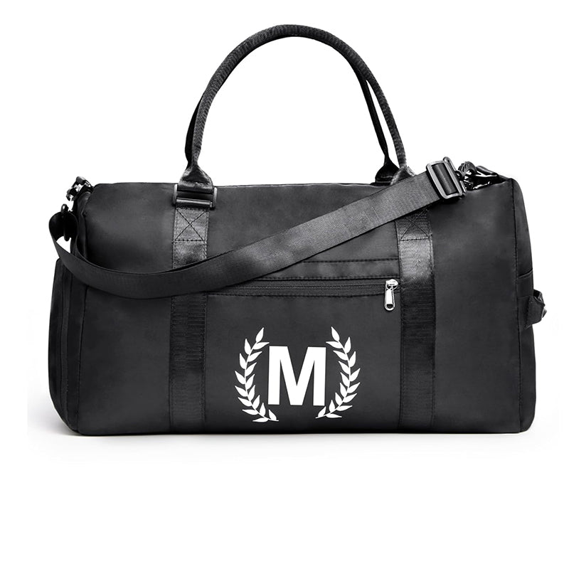 Black Gym Bag for Women, Personalized Duffle Bag with Shoe Compartment, Sports Bag for Yoga & Dance with Wet Pocket and Mat Strap