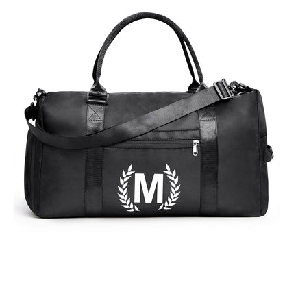 Black Gym Bag for Women, Personalized Duffle Bag with Shoe Compartment, Sports Bag for Yoga & Dance with Wet Pocket and Mat Strap