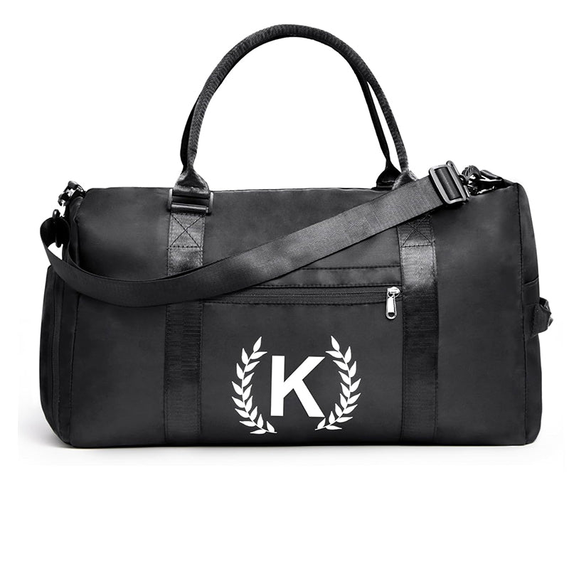 Black Gym Bag for Women, Personalized Duffle Bag with Shoe Compartment, Sports Bag for Yoga & Dance with Wet Pocket and Mat Strap