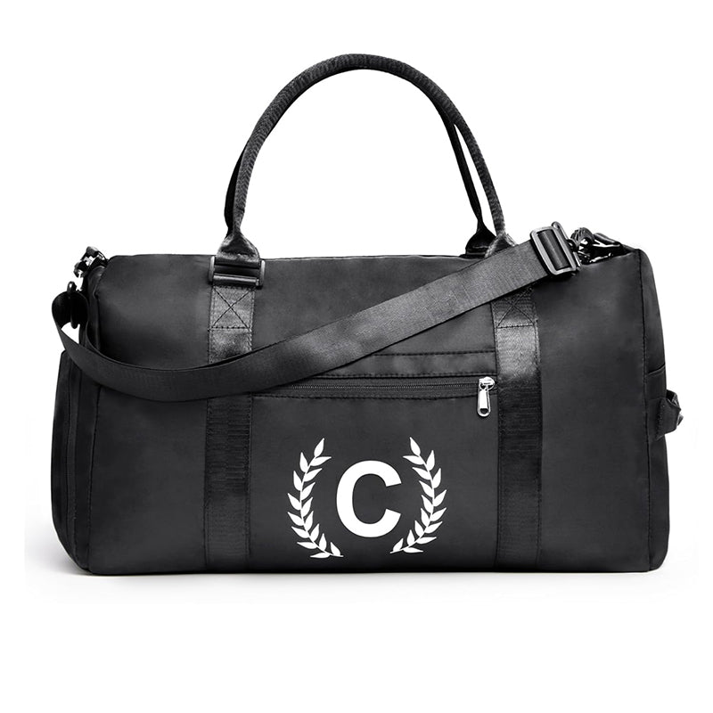 Black Gym Bag for Women, Personalized Duffle Bag with Shoe Compartment, Sports Bag for Yoga & Dance with Wet Pocket and Mat Strap