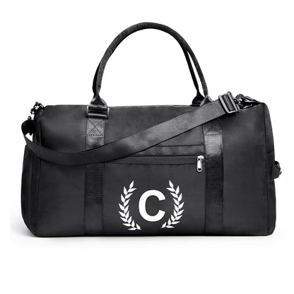 Black Gym Bag for Women, Personalized Duffle Bag with Shoe Compartment, Sports Bag for Yoga & Dance with Wet Pocket and Mat Strap