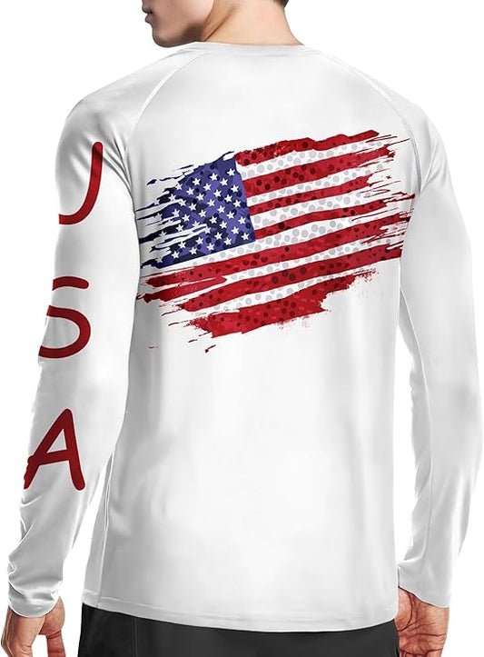 White-Flag Design UPF 50+ Sunscreen Shirt