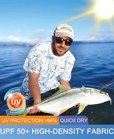 White Splash-Ink UPF 50+ Sun Protection T-Shirt