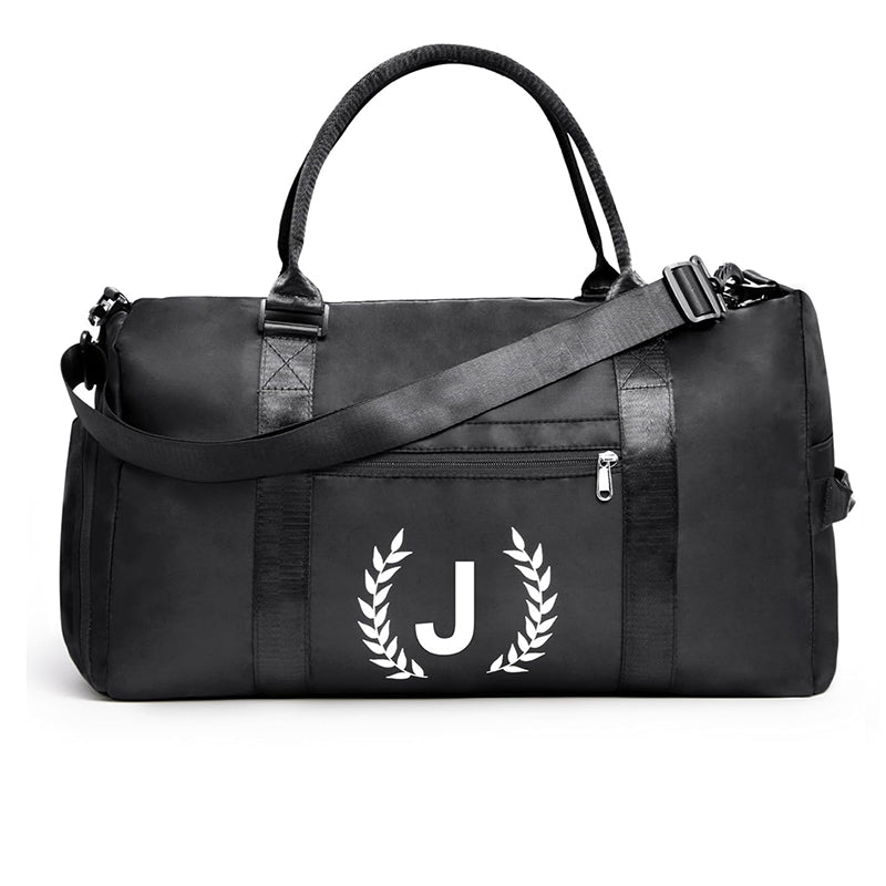 Black Gym Bag for Women, Personalized Duffle Bag with Shoe Compartment, Sports Bag for Yoga & Dance with Wet Pocket and Mat Strap