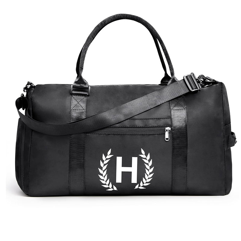 Black Gym Bag for Women, Personalized Duffle Bag with Shoe Compartment, Sports Bag for Yoga & Dance with Wet Pocket and Mat Strap