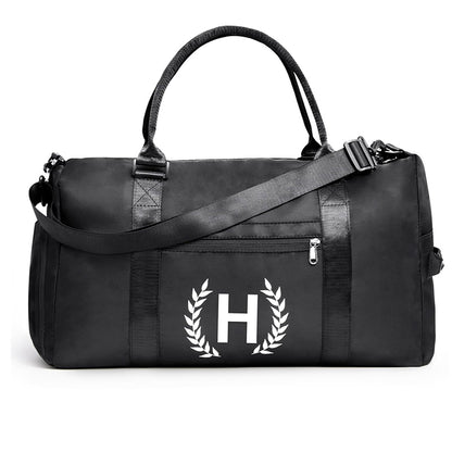 Black Gym Bag for Women, Personalized Duffle Bag with Shoe Compartment, Sports Bag for Yoga & Dance with Wet Pocket and Mat Strap