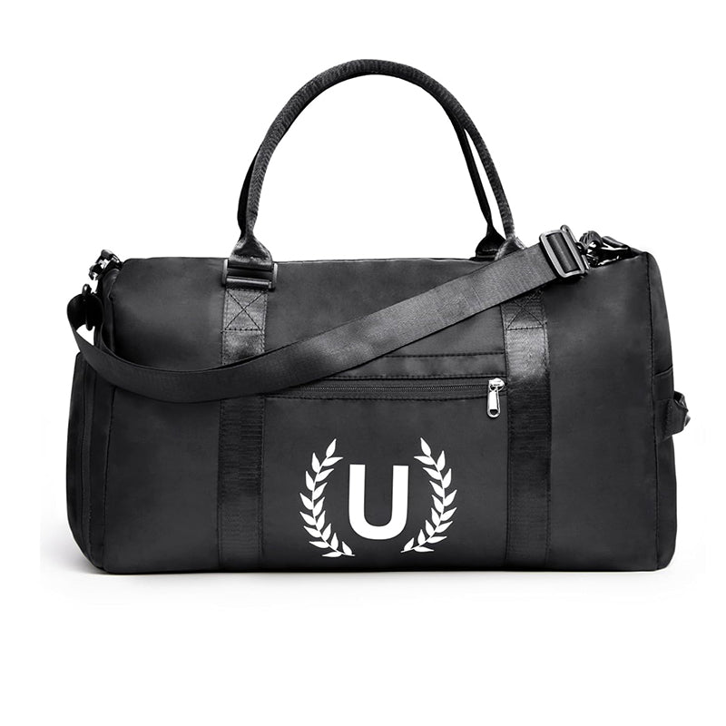Black Gym Bag for Women, Personalized Duffle Bag with Shoe Compartment, Sports Bag for Yoga & Dance with Wet Pocket and Mat Strap