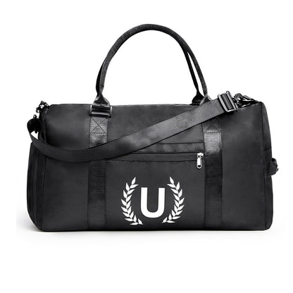 Black Gym Bag for Women, Personalized Duffle Bag with Shoe Compartment, Sports Bag for Yoga & Dance with Wet Pocket and Mat Strap
