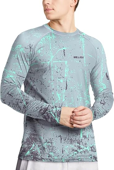 Light Grey Splash-Ink UPF 50+ Sunscreen Shirt
