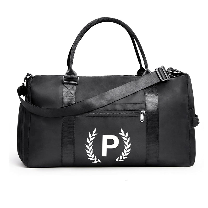 Black Gym Bag for Women, Personalized Duffle Bag with Shoe Compartment, Sports Bag for Yoga & Dance with Wet Pocket and Mat Strap