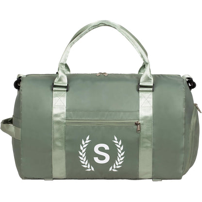 Green Gym Bag for Women, Personalized Duffle Bag with Shoe Compartment, Sports Bag for Yoga & Dance with Wet Pocket and Mat Strap