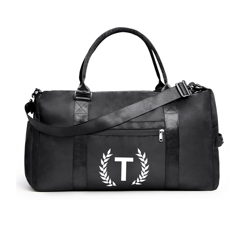 Black Gym Bag for Women, Personalized Duffle Bag with Shoe Compartment, Sports Bag for Yoga & Dance with Wet Pocket and Mat Strap