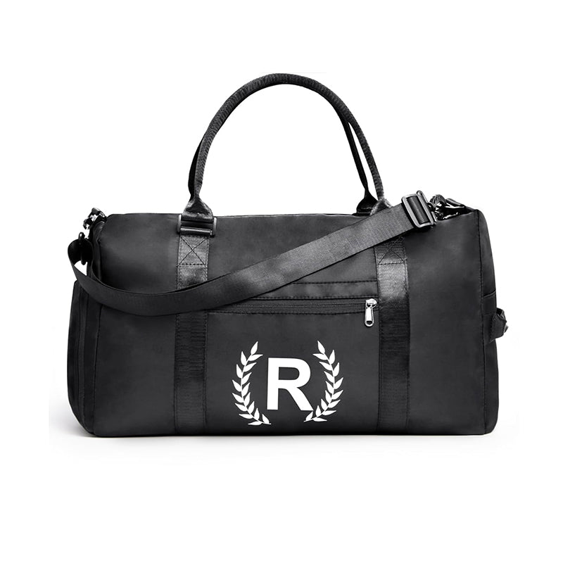 Black Gym Bag for Women, Personalized Duffle Bag with Shoe Compartment, Sports Bag for Yoga & Dance with Wet Pocket and Mat Strap