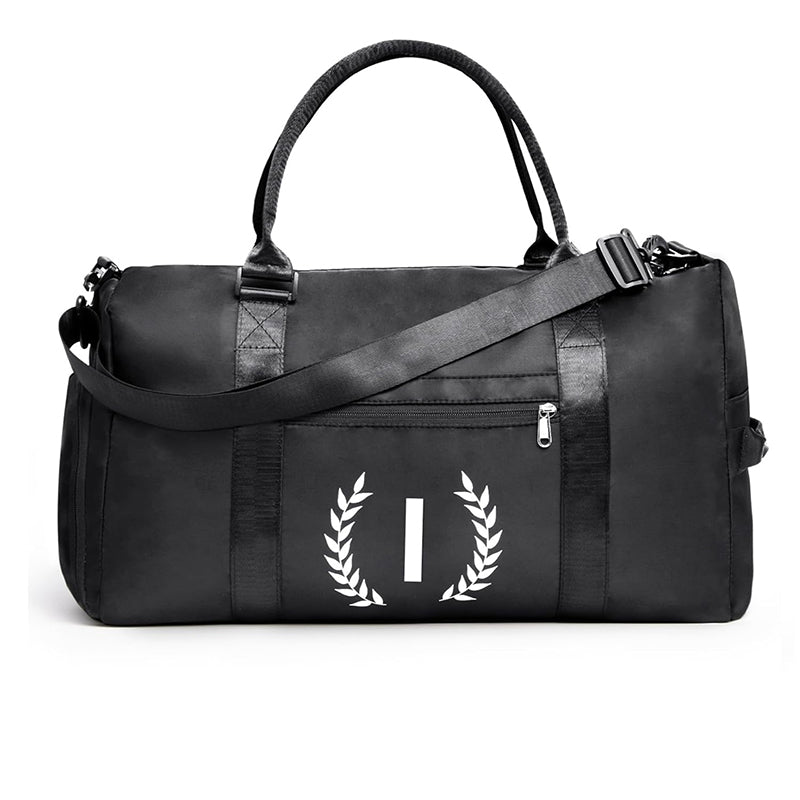 Black Gym Bag for Women, Personalized Duffle Bag with Shoe Compartment, Sports Bag for Yoga & Dance with Wet Pocket and Mat Strap