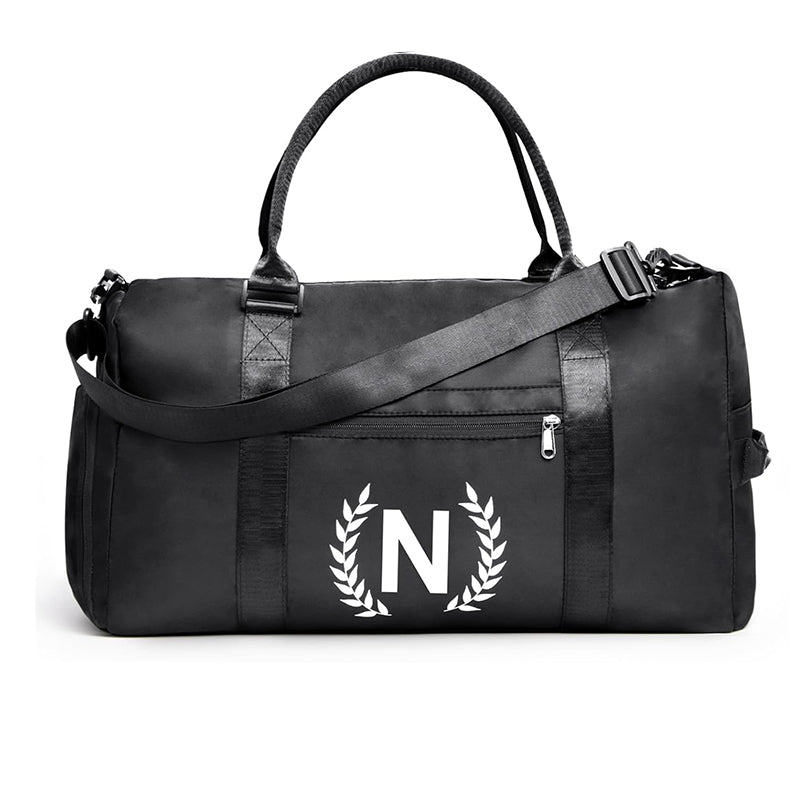Black Gym Bag for Women, Personalized Duffle Bag with Shoe Compartment, Sports Bag for Yoga & Dance with Wet Pocket and Mat Strap