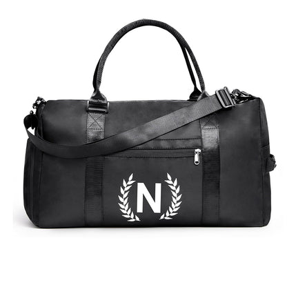 Black Gym Bag for Women, Personalized Duffle Bag with Shoe Compartment, Sports Bag for Yoga & Dance with Wet Pocket and Mat Strap