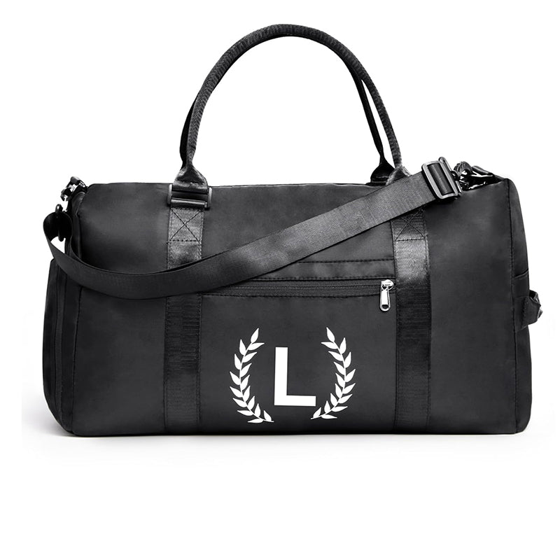 Black Gym Bag for Women, Personalized Duffle Bag with Shoe Compartment, Sports Bag for Yoga & Dance with Wet Pocket and Mat Strap