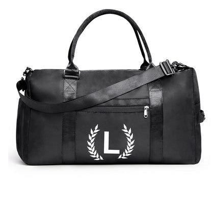 Black Gym Bag for Women, Personalized Duffle Bag with Shoe Compartment, Sports Bag for Yoga & Dance with Wet Pocket and Mat Strap