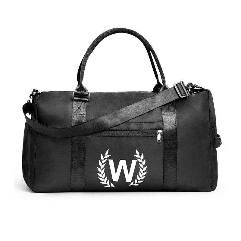 Black Gym Bag for Women, Personalized Duffle Bag with Shoe Compartment, Sports Bag for Yoga & Dance with Wet Pocket and Mat Strap