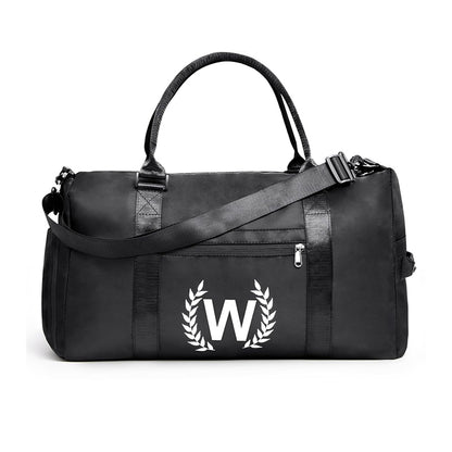 Black Gym Bag for Women, Personalized Duffle Bag with Shoe Compartment, Sports Bag for Yoga & Dance with Wet Pocket and Mat Strap