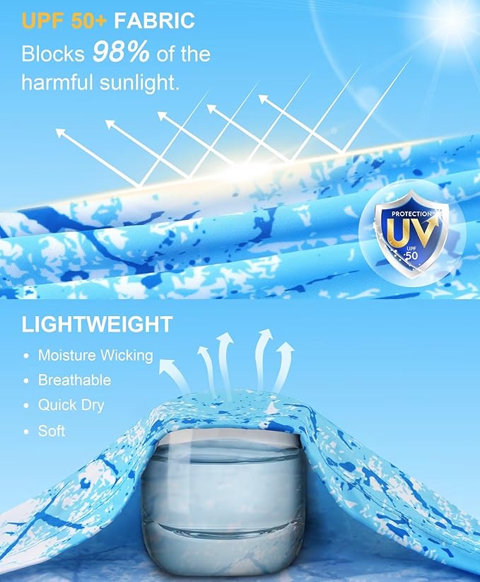 Ocean Blue Splash-Ink UPF 50+ Sunscreen Shirt